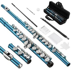 Pogo Lab Flute Sky Blue In Color 16 Keys With Case And Gloves NEW